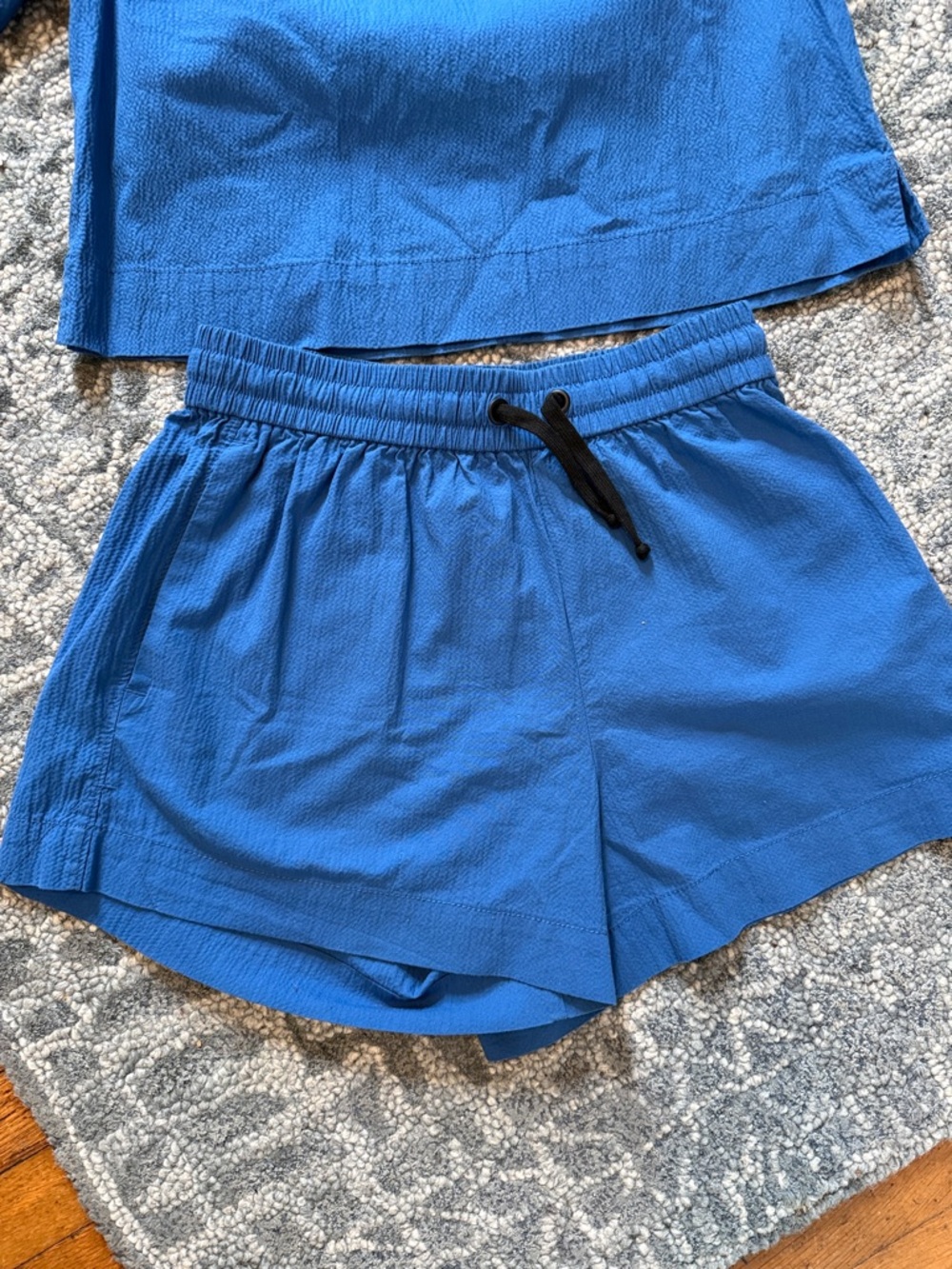 Everlane Cerulean Blue Two-Piece Organic Cotton Lounge Vacation Short Set sz S - Picture 5 of 6